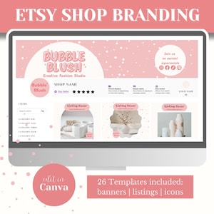 Etsy Shop Kit for Etsy store template for Etsy banner template Etsy Canva templates editable Etsy listings Etsy branding templates | BB01