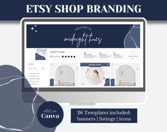 Etsy Shop Kit for Etsy store template for Etsy banner template Etsy Canva templates editable Etsy listings Etsy branding templates | MH01