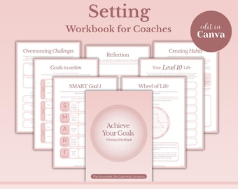 Life Coach Workbook, Wheel of Life, Goal Setting Workbook, Editable Canva Template, Lead Magnet, Therapy Tool, Printable Smart Goals | LC02
