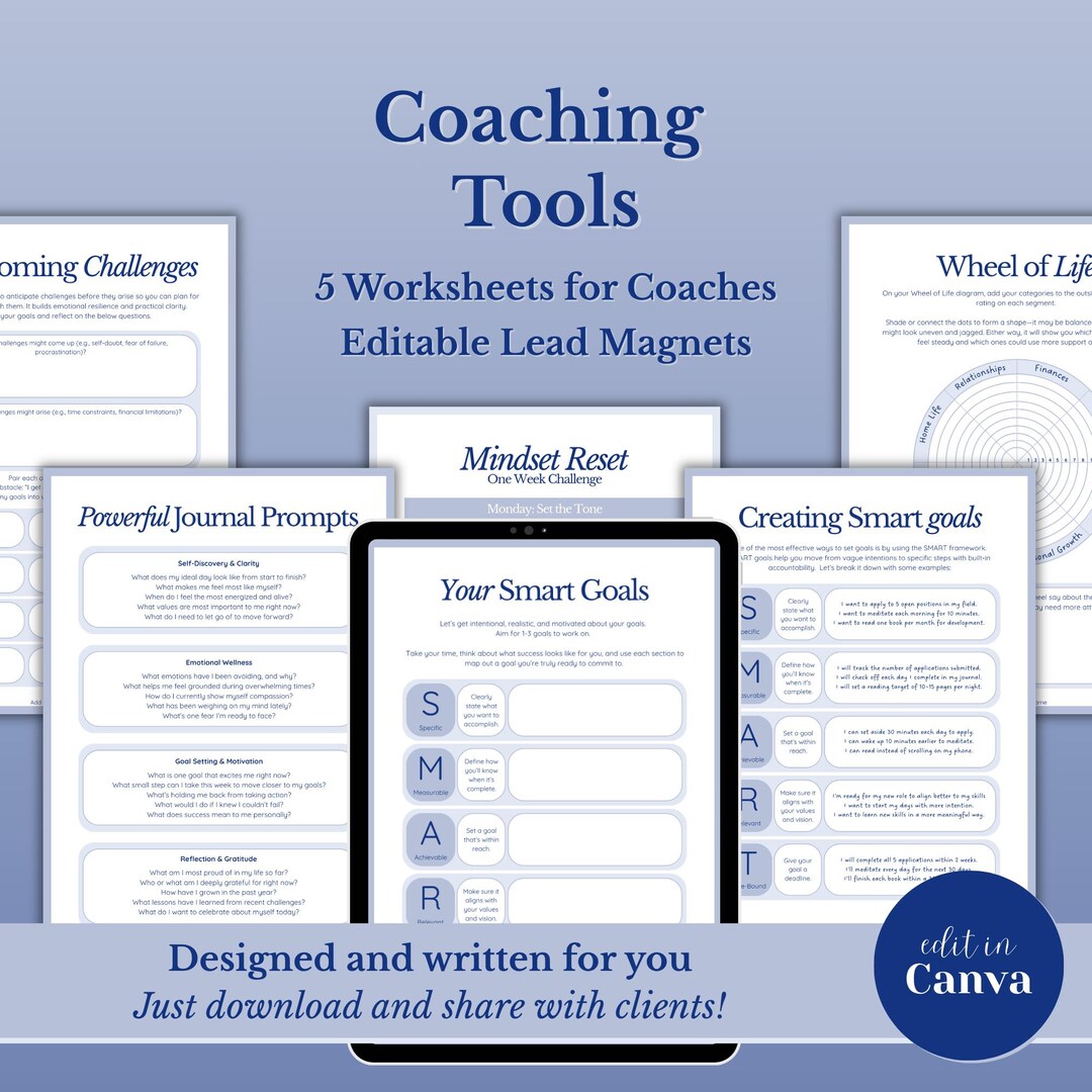 Life Coach Worksheets, Goal Setting Worksheets, Lead Magnet, Therapy ...