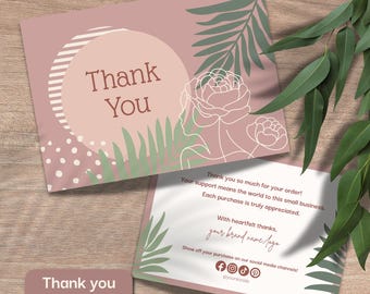 Brand thank you card for small business packaging insert editable thankyou card for branding custom thankyou card template | PL01