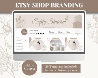 Etsy Shop Kit for Etsy store template for Etsy banner template Etsy Canva templates editable Etsy listings Etsy branding templates | SS02