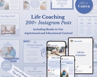 Instagram Post Template Bundle for Life Coaches | Canva Editable | Coaching Social Media Templates | Wellness & Mindset Content | LCO2
