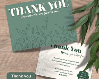 Brand thank you card for small business packaging insert editable thankyou card for branding custom thankyou card template | GL01