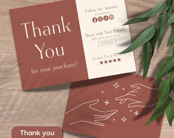 Brand thank you card for small business packaging insert editable thankyou card for branding custom thankyou card template | LH02