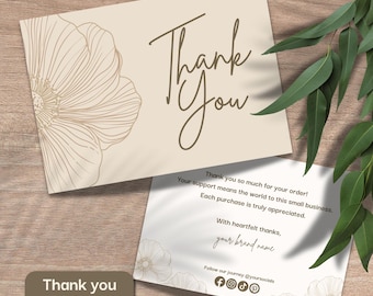 Brand thank you card for small business packaging insert editable thankyou card for branding custom thankyou card template | GF01