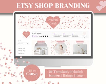 Etsy Shop Kit for Etsy store template for Etsy banner template Etsy Canva templates editable Etsy listings Etsy branding templates | CC01