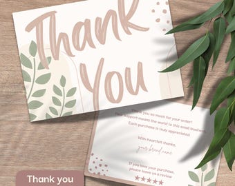 Brand thank you card for small business packaging insert editable thankyou card for branding custom thankyou card template | DA02