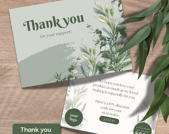 Brand thank you card for small business packaging insert editable thankyou card for branding custom thankyou card template | OB01