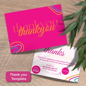 Brand thank you card for small business packaging insert editable thankyou card for branding custom thankyou card template | RB01