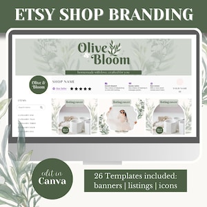 Etsy Shop Kit for Etsy store template for Etsy banner template Etsy Canva templates editable Etsy listings Etsy branding templates | OB01