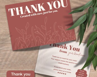 Brand thank you card for small business packaging insert editable thankyou card for branding custom thankyou card template | RL01
