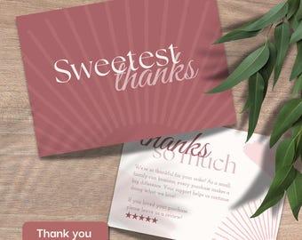 Brand thank you card for small business packaging insert editable thankyou card for branding custom thankyou card template | BC01