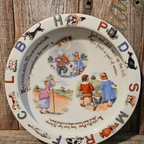 Vintage Bavaria Schumann Baby Dish Bowl Nursery Rhymes Germany