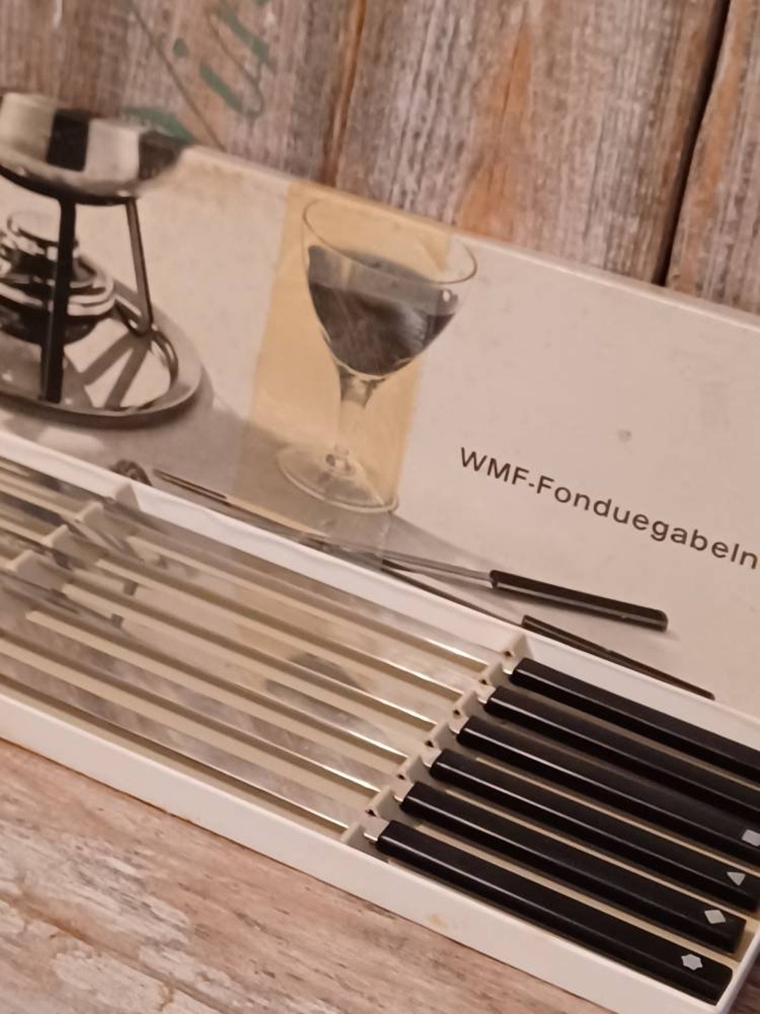 Vintage WMF Fonduegabeln 6piece Fondue Fork Set, Vintage MCM Black