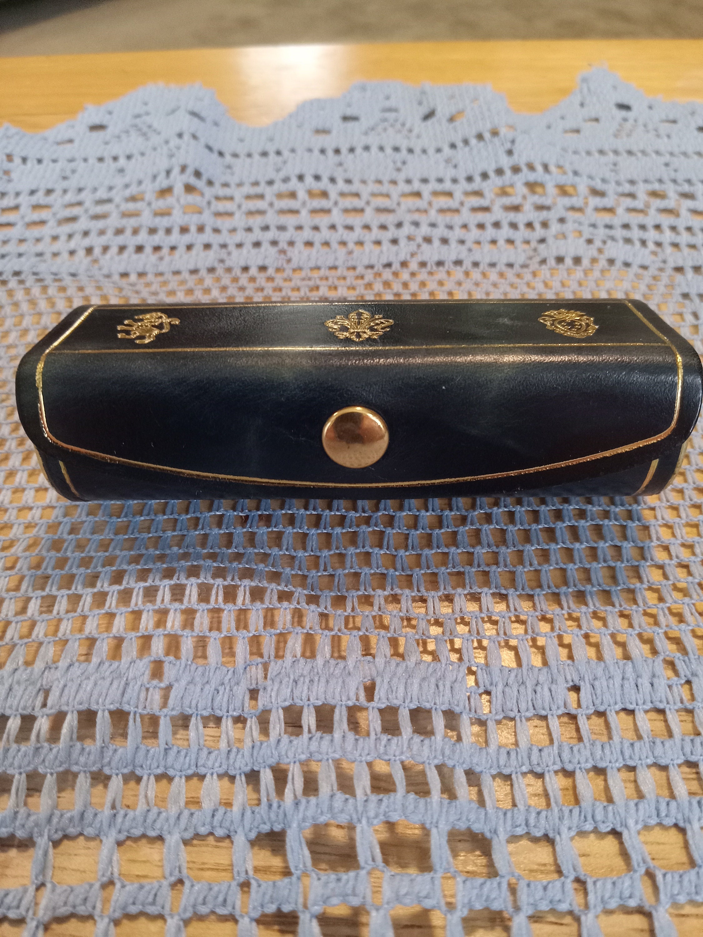 Brevettato Made in Italy Vintage Leather lipstick case with mirror