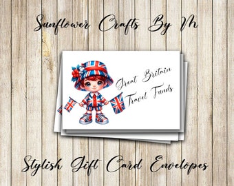 Great Britain Stylish Handmade GIFT CARD Envelopes - Gift Card - Packs of 5