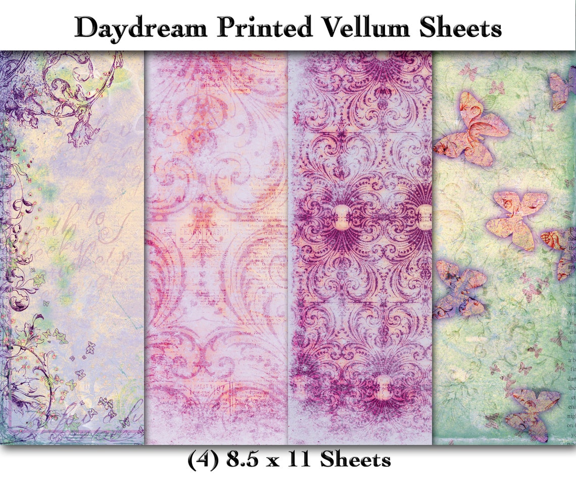 Printed Vellum Sheets//Patterned Vellum//Scrapbook Etsy