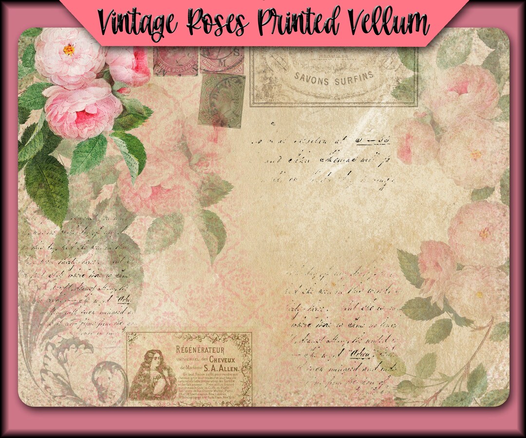 Vintage Printed Vellum Sheets//patterned Vellum//scrapbook Etsy