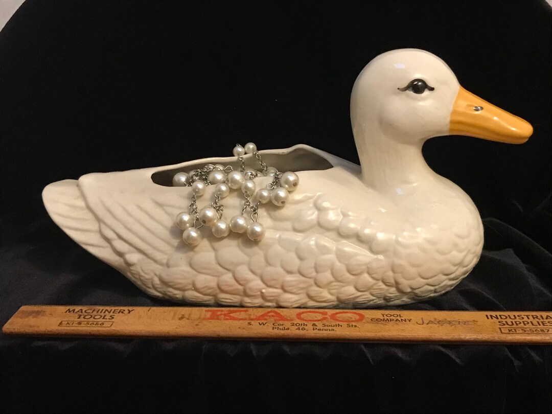Vintage Duck Planter, Vintage Animal Planter, White Duck, BOHO Decor