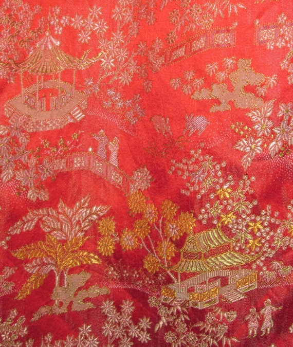 60s mini asian clothes red skirt size large 10