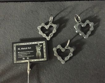 Heart shaped bicycle chain key ring