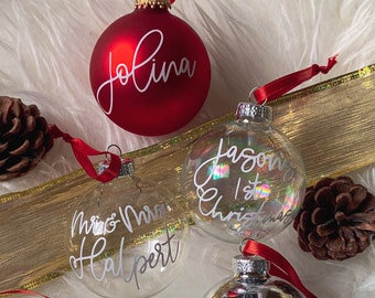 Personalized Christmas Glass Ornament | Holiday Gifts | Custom Ornament Balls | Gift for Family, Friends, Teachers, Couples