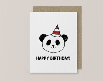 Panda Party Hat Greeting Card, Funny Birthday Animal Card, Birthday Gift for Girlfriend, Boyfriend, Best Friend, Sister, Brother, Mom, Dad