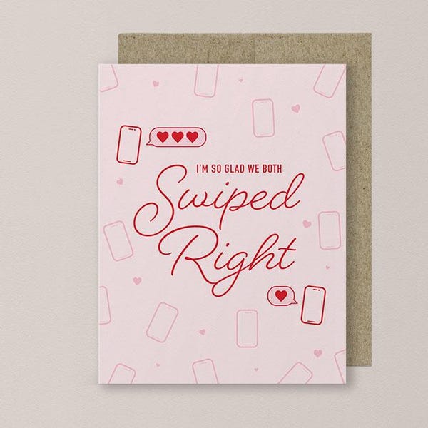 I'm So Glad We Both Swiped Right, Funny Anniversary, Wedding Card for Couple, Online Dating Love Card, Boyfriend, Girlfriend, Husband, Wife