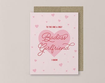 Badass Girlfriend Funny Love Card, Valentine's Day, Anniversary