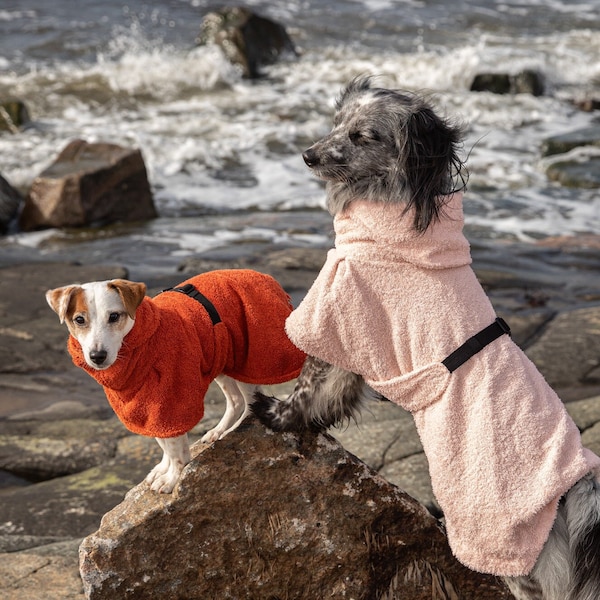 Dog drying robe, Made-to-measure small dog bathrobe, large canine Bathrobe, Dog towelrobe, Custom fitted drying robe, All breeds