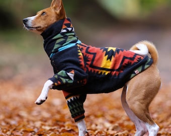Dog fleece sweater, Southwestern dog sweater, dog apparel, Aztec dog sweater, Coat for large and small dog, MADE TO MEASURE, Dog parent gift