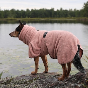 Custom-Fit Dog Drying Robe: Oeko-Tex Terry Cloth Bathrobe, All Breeds