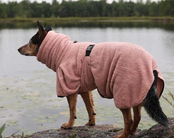 Custom-Fit Dog Drying Robe: Oeko-Tex Terry Cloth Bathrobe, All Breeds