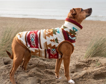 Dog fleece tanktop, Aztec dog sweater, Warm dog apparel, Dog coat, Dog pullover, Southwestern dog coat, MADE TO MEASURE, Dog apparel