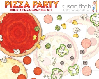 PIZZA PARTY build-a-pizza graphics set