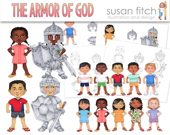 The Armor of God clip art, printables, paper dolls