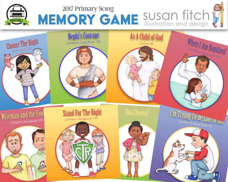2017 LDS Primary Song Memory Game Etsy