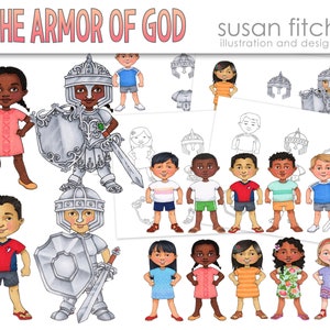 The Armor of God  printable paper dolls and coloring pages