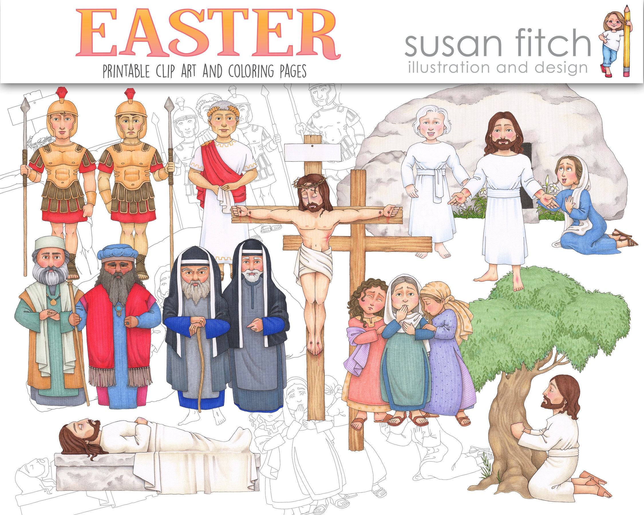 EASTER printable clip art & coloring pages