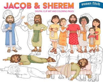 Jacob & Sherem digital clip art and coloring pages