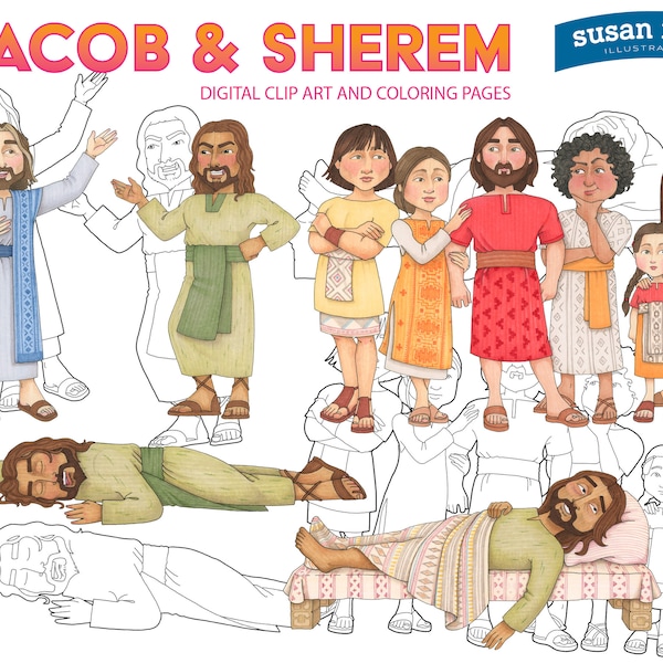 Jacob & Sherem digital clip art and coloring pages