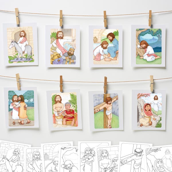 Easter Story and Holy Week Printable Illustrations  and Coloring Pages