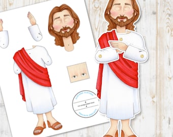 Printable LDS Craft – Jesus Praying with Moveable Parts – Instant Download!