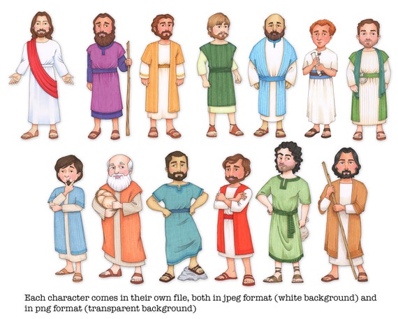 Jesucristo y sus 12 apóstoles clip art y páginas para - Etsy España