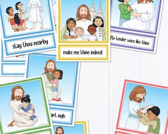 Ho bisogno di te ogni ora, cartellone stampabile - Ausili visivi per il corista della scuola primaria LDS, disegnato a mano