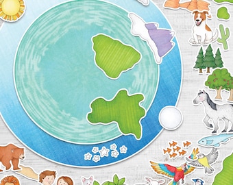 Set stampabile sulla Creazione — Crea il mondo con la Bibbia / Attività di ritaglio e assemblaggio dei 7 giorni della Creazione