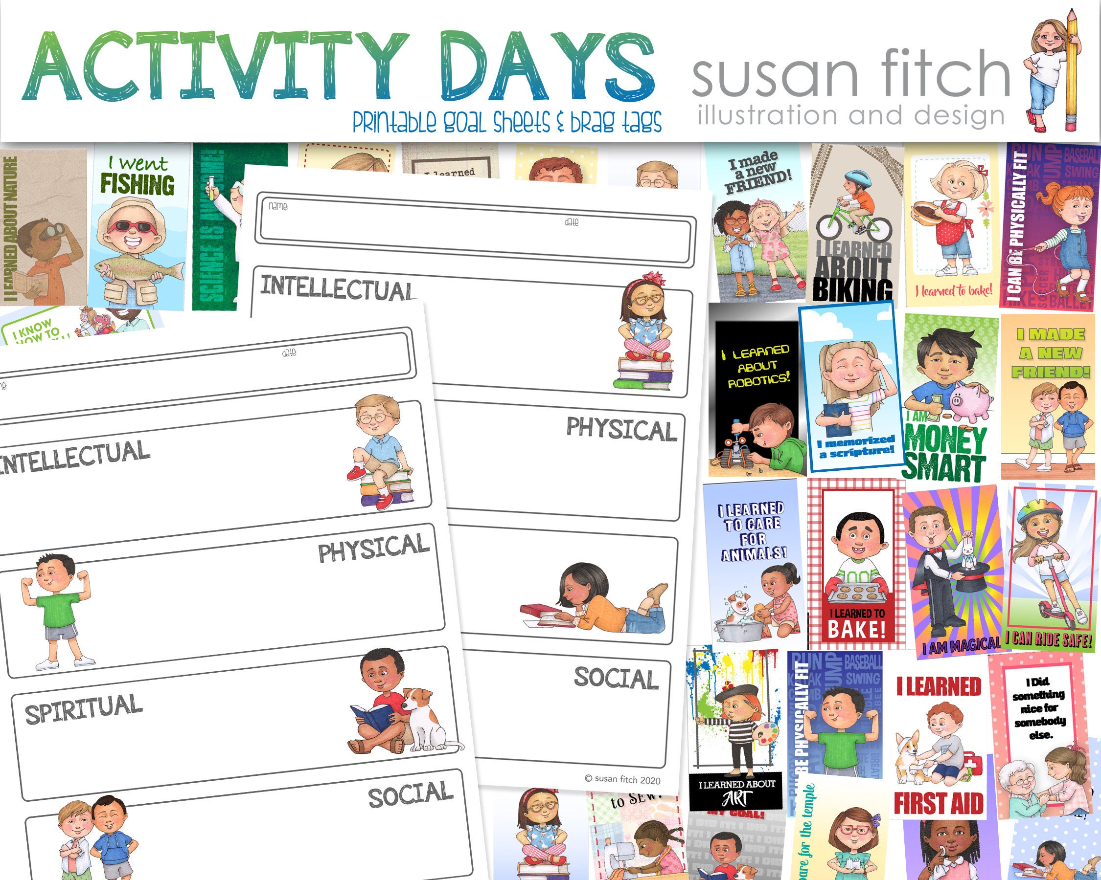 LDS Activity Days Printable Goal Sheets and Brag Tags | Etsy