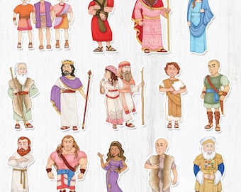 Set stampabile di personaggi della Bibbia dell'Antico Testamento / Materiale stampabile per l'insegnamento cristiano per bambini / Scuola domenicale e istruzione parentale
