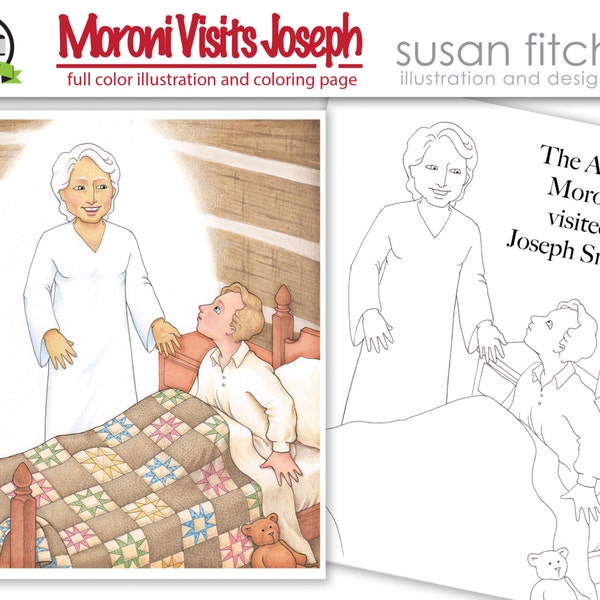Angel Moroni Visits Joseph Smith, Illustration and coloring page